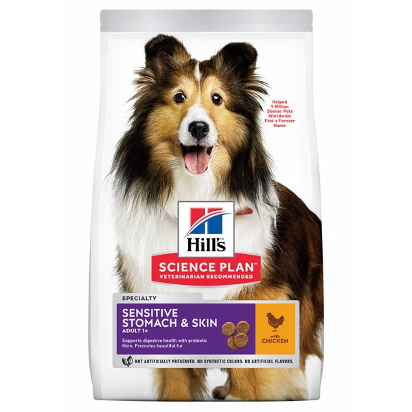 Hill's Science Plan 15% Korting! Droogvoer Sensitive Stomach & Skin Medium Met Kip(14 Kg )