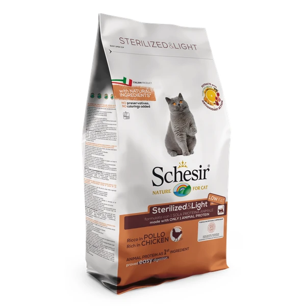 Schesir Cat Dry Sterilized Overweight Kip Kattenvoer 1.5 Kg