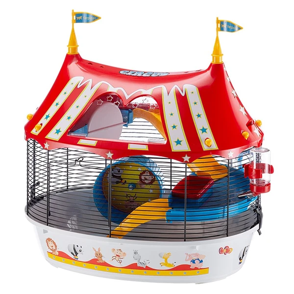 Ferplast Hamsterkooi Circus Fun Dierenverblijf 49.5x34x42.5 Cm Wit Rood Zwart