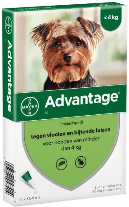 Advantage 2 X 4 Pipetten Â, ®, 40 Voor Honden Van Minder Dan 4 Kg Dubbelpak - Afbeelding 6