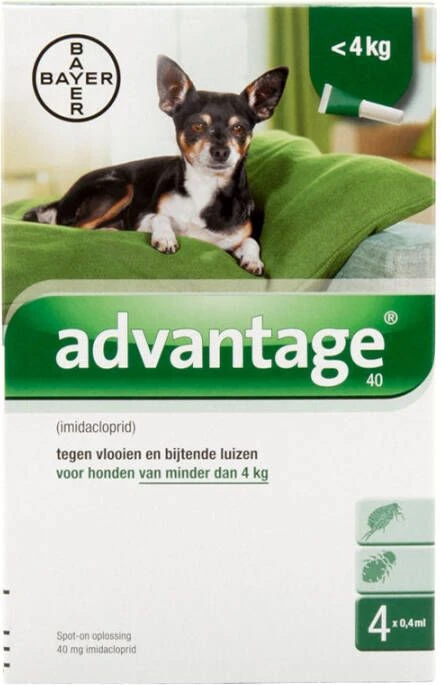 Advantage 2 X 4 Pipetten Â, ®, 40 Voor Honden Van Minder Dan 4 Kg Dubbelpak - Afbeelding 8