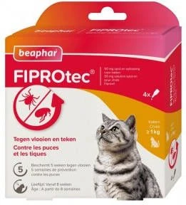 Beaphar Fiprotec Cat Anti Vlooien En Tekenmiddel 3+1 Pip >1kg - Afbeelding 2