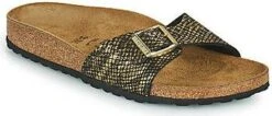Birkenstock Slippers Madrid Shiny Python Met Voorgevormd Voetbed, Schoenwijdte Smal