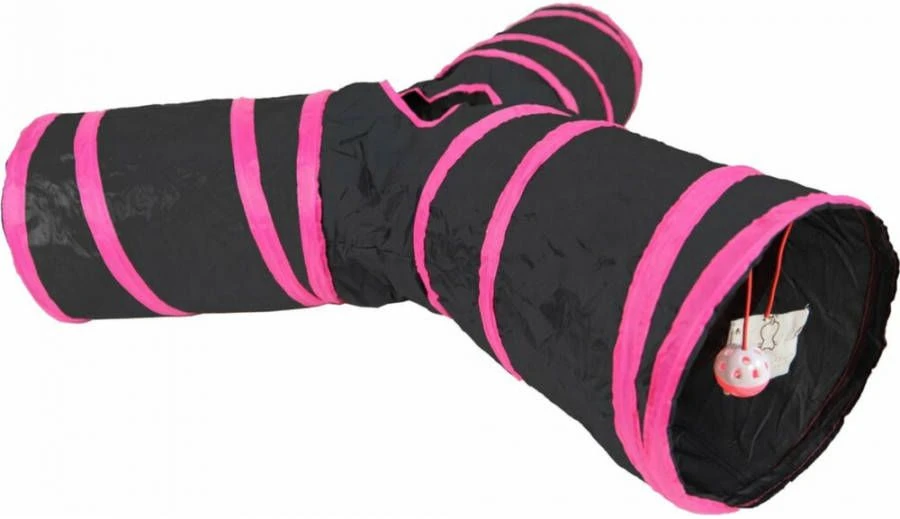 Boon Speeltunnel Nylon Y Model Zwart Roze 85 X 25 Cm - Afbeelding 2