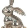 Clayre & Eef Beeld Konijn 11x10x20 Cm Zilverkleurig Aluminium Hout Decoratief Figuur Paashaas Woonaccessoires