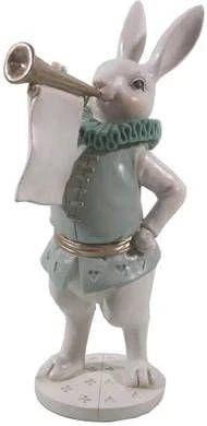 Clayre & Eef Beeld Konijn 12x12x29 Cm Wit Polyresin Woonaccessoires Pasen Paashaas Wit Woonaccessoires Pasen