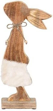 Clayre & Eef Beeld Konijn 18x6x40 Cm Bruin Wit Hout Woonaccessoires Paashaas Pasen Bruin Woonaccessoires Paashaas