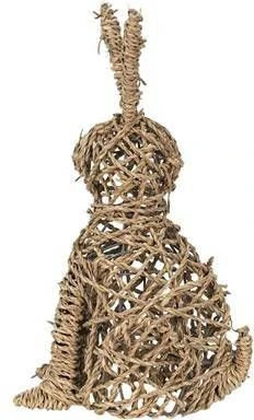 Clayre & Eef Beeld Konijn 25x42 Cm Bruin Zeegras Woonaccessoires Beeld Decoratie Decoratieve Accessoires Bruin