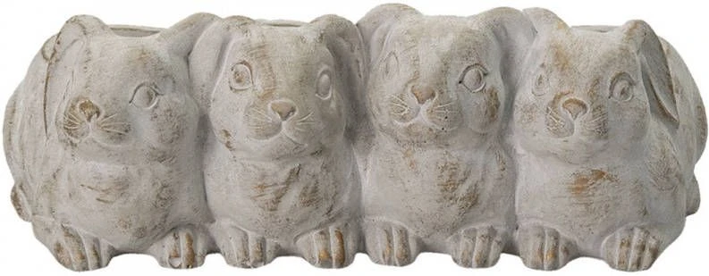 Clayre & Eef Bloempot Konijn 33x19x11 Cm Grijs Steen Bloempot Binnen Plantenpot Plant Pot Grijs Bloempot Binnen - Afbeelding 2