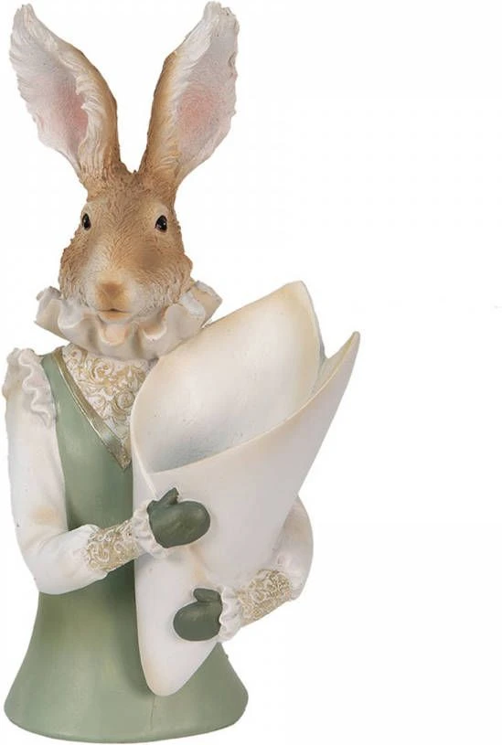 Clayre & Eef Beeld Konijn 16x13x30 Cm Beige Kunststof Woonaccessoires Paashaas Pasen Beige Woonaccessoires Paashaas - Afbeelding 2