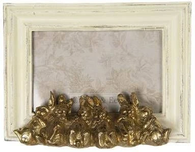 Clayre & Eef Fotolijst 10x15 Cm Wit Kunststof Rechthoek Konijnen