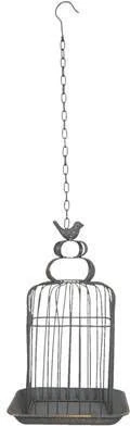 Clayre & Eef Vogelkooi Decoratie 27x27x46 Cm Grijs Ijzer Rechthoek Vogelkooi Voor Binnen Vogelkooi Hangend Grijs