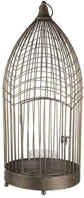 Clayre & Eef Vogelkooi Decoratie 69 Cm Grijs Metaal Rond Decoratie