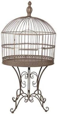 Clayre & Eef Vogelkooi Decoratie 70x43x142 Cm Bruin Metaal Ovaal Decoratie Vogelkooi Hangend Bruin Decoratie