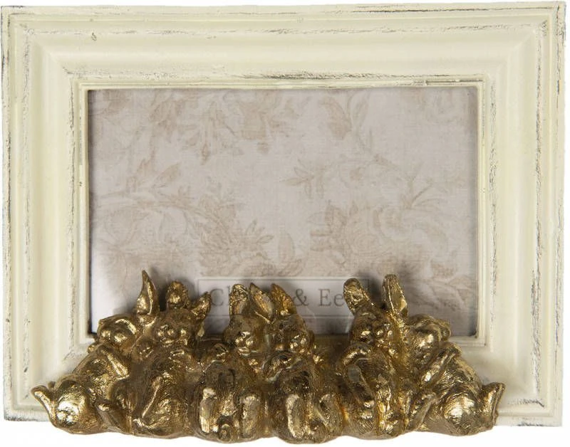 Clayre & Eef Fotolijst 10x15 Cm Wit Kunststof Rechthoek Konijnen - Afbeelding 2