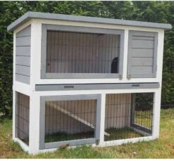 @Pet Konijnenhok Voor Buiten Benji 115x48x92 Cm Hout Grijs En Wit