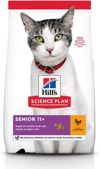 Hill's Hill's Senior 11+ Kip Kattenvoer 7 Kg + 12 X Hill's Mature/Senior Favourite Selection Pouches - Afbeelding 2