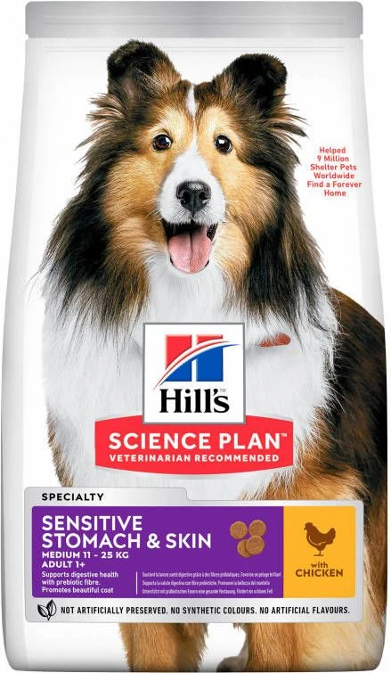 Hill's Science Plan 15% Korting! Droogvoer Sensitive Stomach & Skin Medium Met Kip(14 Kg ) - Afbeelding 6