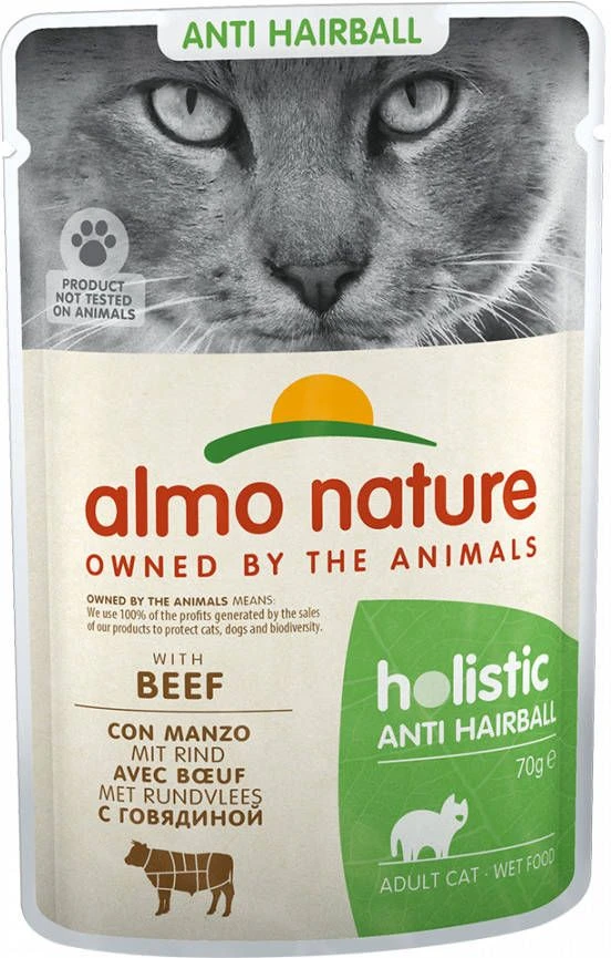 Holistic 20 + 4 Gratis! 24 X 70 G Almo Nature Natvoer Anti Hairball Met Rund - Afbeelding 4