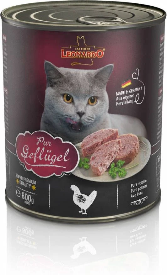 Leonardo Voordeelpakket All Meat Blikjes Kattenvoer 24 X 800 G Gevogelte Puur - Afbeelding 2