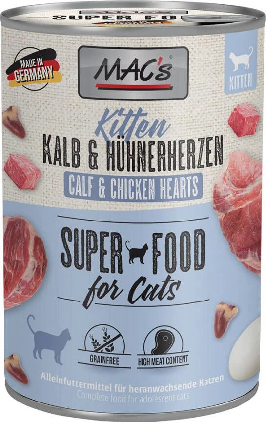 MAC's MAC&apos, S Kitten Kattenvoer Kalkoen, Rund En Eend Blik 6x800 G - Afbeelding 3