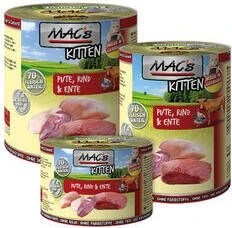 MAC's MAC&apos, S Kitten Kattenvoer Kalkoen, Rund En Eend Blik 6x400 G