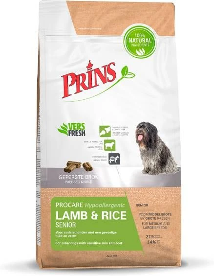 Prins Procare Hypo Allergic Senior Lam&Rijst Hondenvoer 15 Kg Hypo Allergic