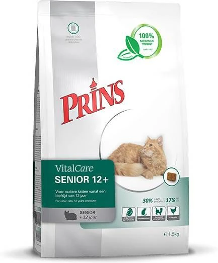 Prins VitalCare Senior 12+ Kattenvoer 5 Kg + Gratis Prins NatureCare Blik Kattenvoer