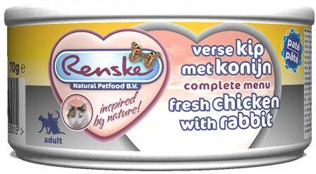 Renske Paté Kip & Konijn Nat Kattenvoer(70 Gram)2 Trays(48 X 70 Gr ) - Afbeelding 3