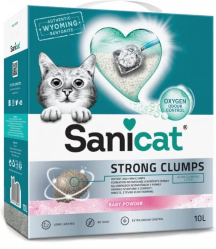 Sanicat Strong Clumps Baby Powder Kattenbakvulling 2 X 10 Liter - Afbeelding 3