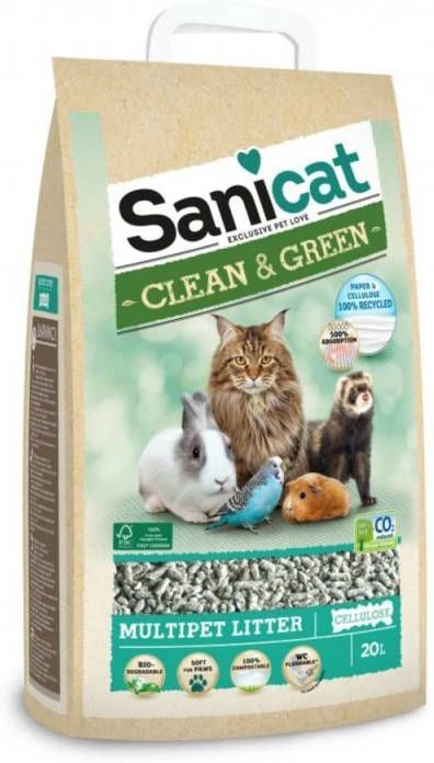 Sanicat Recycled Cellulose Kattenbakvulling 2 X 20 Liter - Afbeelding 3