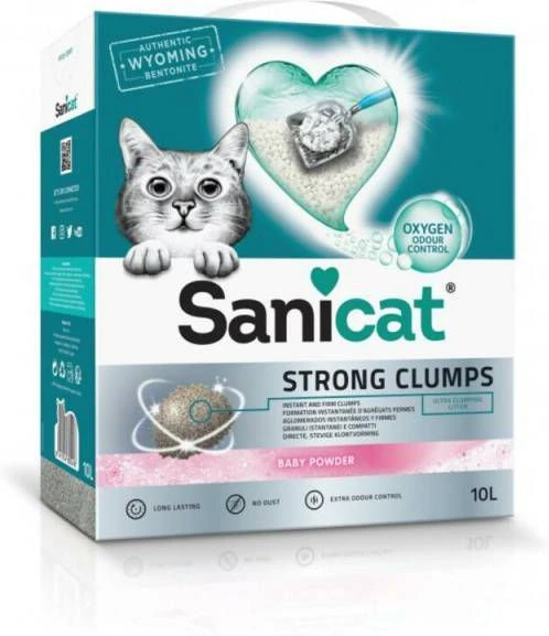 Sanicat Strong Clumps Baby Powder Kattenbakvulling 2 X 10 Liter - Afbeelding 2