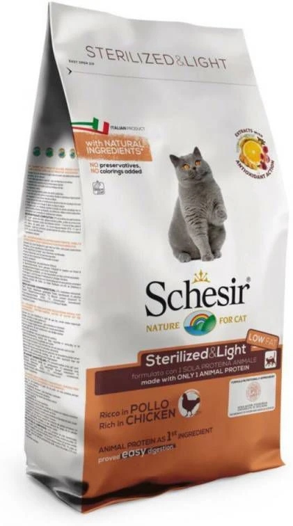 Schesir Cat Dry Sterilized Overweight Kip Kattenvoer 1.5 Kg - Afbeelding 2