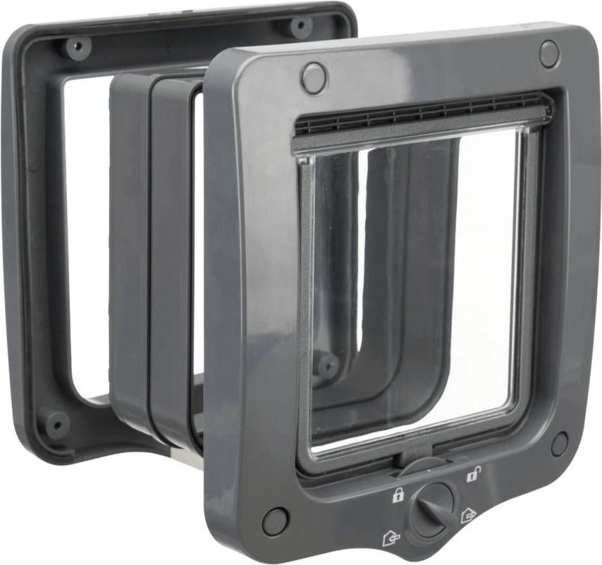 Trixie 4 Weg Kattenluik Met Tunnel Grijs 20 X 22 Cm - Afbeelding 2