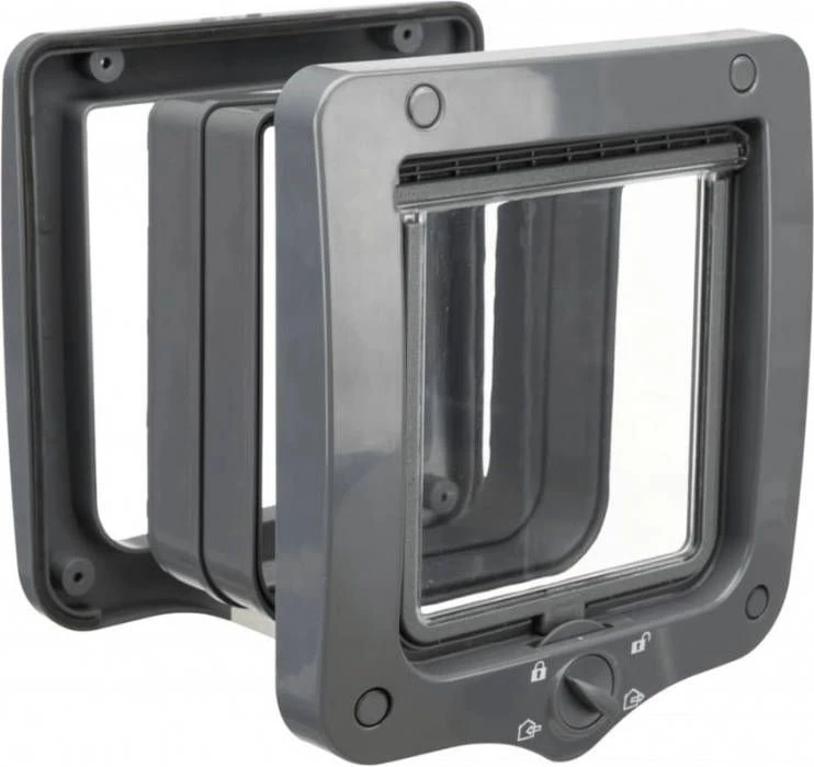 Trixie 4 Weg Kattenluik Met Tunnel Grijs 20 X 22 Cm - Afbeelding 4