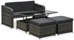 VidaXL 4 Delige Loungeset Met Kussens Poly Rattan Antraciet