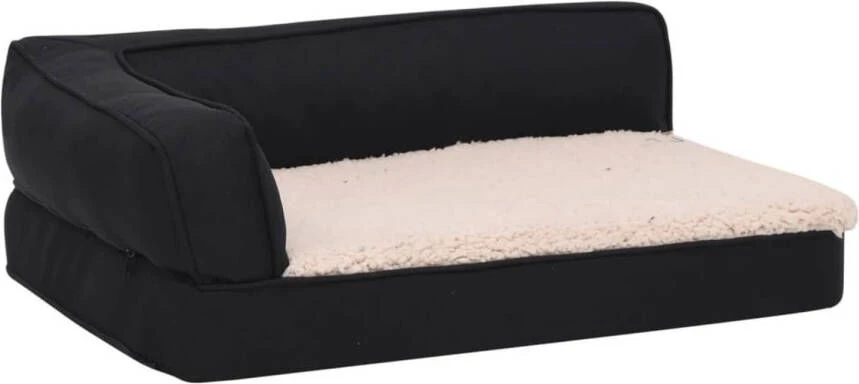 VidaXL Hondenbed Ergonomisch Linnen Look 75x53 Cm Fleece Zwart