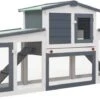 VidaXL Konijnenhok Voor Buiten Groot 204x45x85 Cm Hout Grijs En Wit