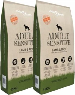 VidaXL Premium Hondenvoer Droog Adult Sensitive Lamb &amp, Rice 30 Kg 2 St