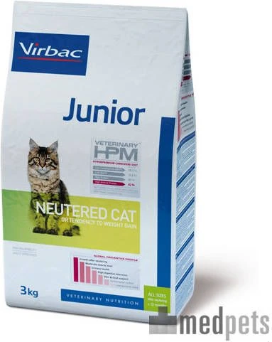 Virbac 3x3kg Veterinary HPM Cat Junior Neutered Kattenvoer - Afbeelding 2